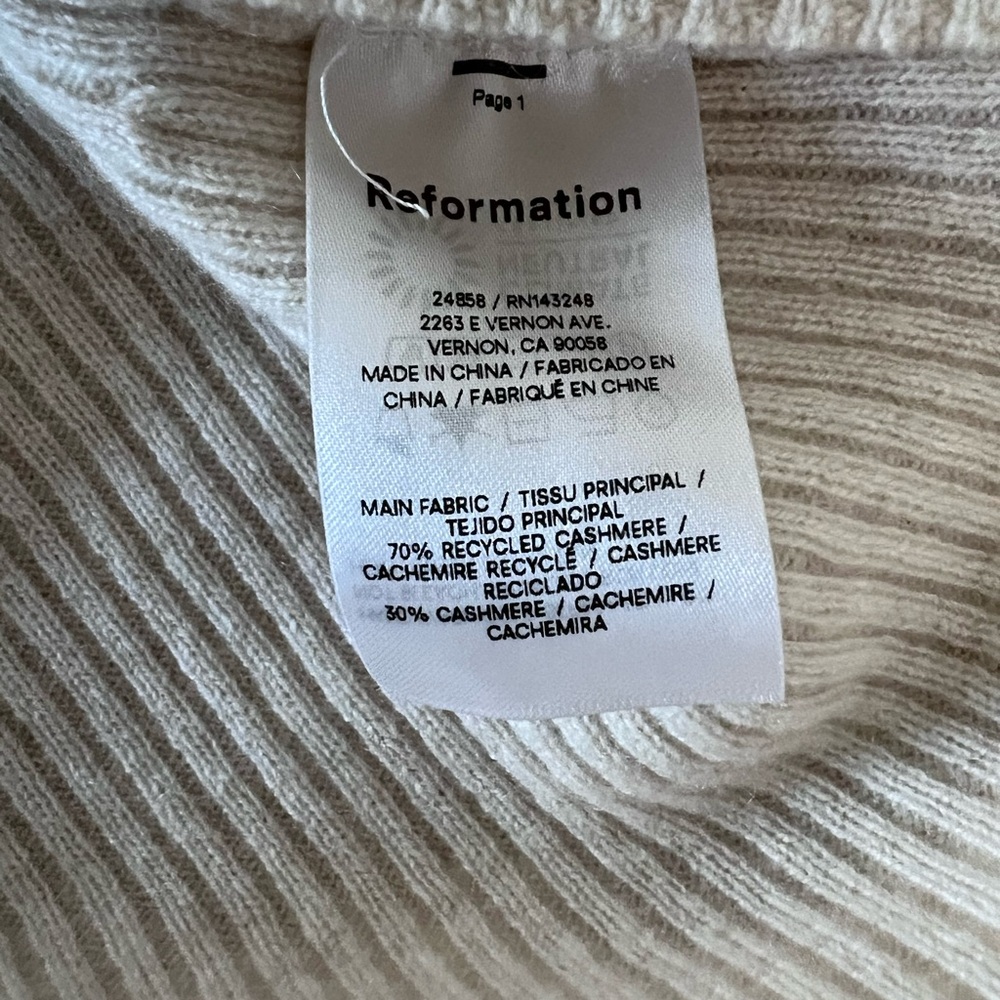 Reformation Cream Ribbed Sweater - Picture 7 of 8